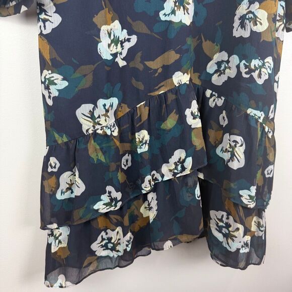 Cabi Pirouette Dress Women Medium Multi Floral Chiffon Ruffle Hem Bloom Bohemian - Picture 4 of 9